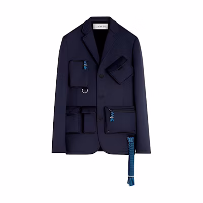 Lanvin SKATE FW21 Multi-Pocket Single-Breasted Jacket Men’s Blue RM-JA0080-5050-H21