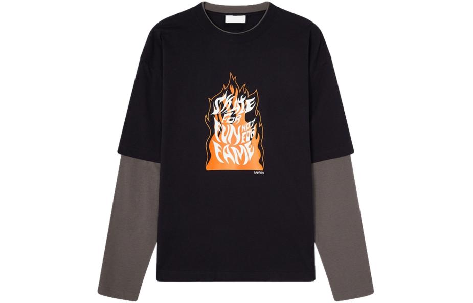 Lanvin Skate Letter Print Pullover Crewneck Sweatshirt Black - Layered Style RM-TO0095-LI08-H21