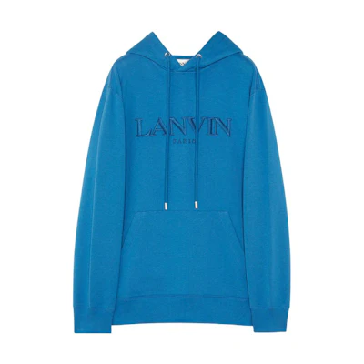 Lanvin Solid Color Letter Embroidery Hoodie Blue - RM-HO0009-J210-A232962