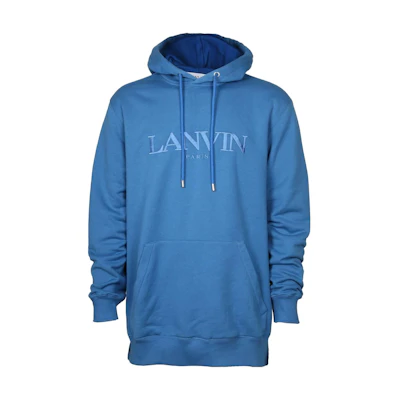 Lanvin Solid Logo Pullover Hoodie Mid-Length Long Sleeve Men’s Blue RMHO0009-J210-A23296