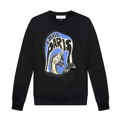 Lanvin SS21 Black Cotton Crewneck Printed Sweatshirt RM-SS0001-J010-E2110