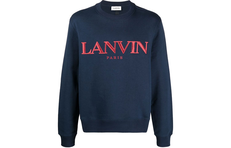 Lanvin SS21 Logo Embroidered Long Sleeve Sweatshirt Blue Men’s RMJE0016JR32P21-29