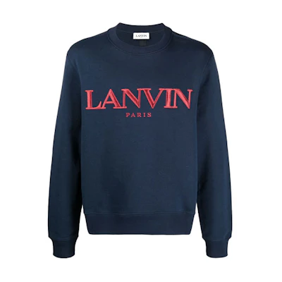 Lanvin SS21 Logo Embroidered Long Sleeve Sweatshirt Blue Men’s RMJE0016JR32P21-29