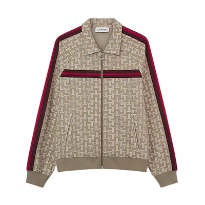 Lanvin SS21 Maze Print Khaki Long Sleeve Zip Jacket Men RM-SS0005-4933-E21