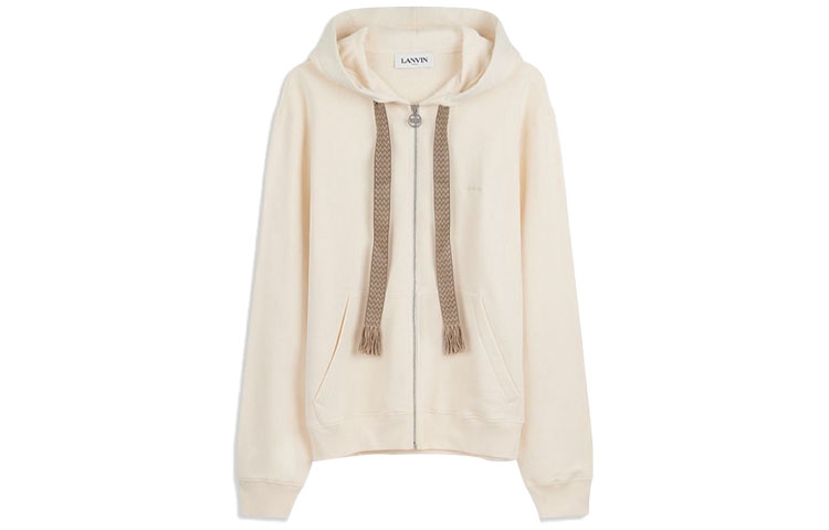 Lanvin SS21 Qixi Limited Heart Print Zip Hoodie Cream () RM-HO0006-J152-A21021