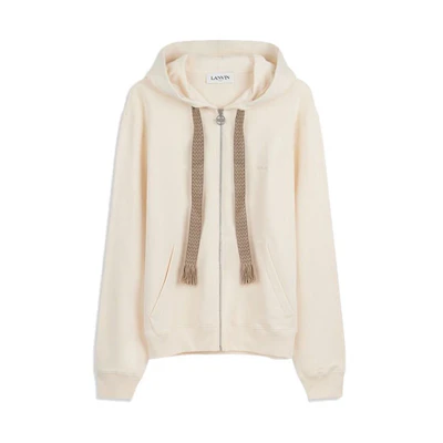 Lanvin SS21 Qixi Limited Heart Print Zip Hoodie Cream () RM-HO0006-J152-A21021