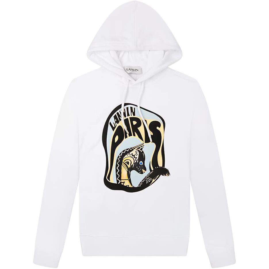 Lanvin SS21 White Printed Cotton Hoodie RM-HO0001-J010-E2101
