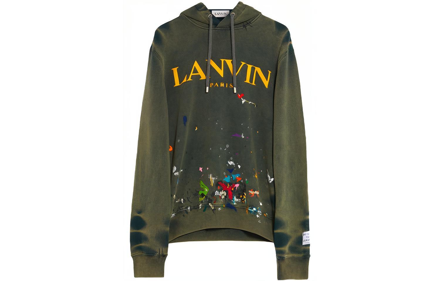 Order Lanvin SS21 x Gallery Dept. Logo Hoodie Hijau Corak Splatter. RM-HO0001-J093-E2144