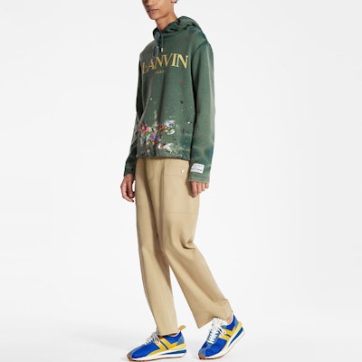 Lanvin SS21 x Gallery Dept. Logo Hoodie Hijau Corak Splatter. RM-HO0001-J093-E2144 Shop Lanvin SS21 x Gallery Dept. Logo Hoodie Hijau Corak Splatter. RM-HO0001-J093-E2144