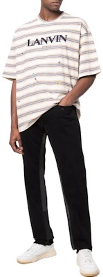 Lanvin SS22 Jeans Hitam Patchwork Butang Straight-Leg. RM-TRG077-D013-P22 Lookbook Lanvin SS22 Jeans Hitam Patchwork Butang Straight-Leg. RM-TRG077-D013-P22