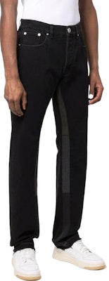 Lanvin SS22 Jeans Hitam Patchwork Butang Straight-Leg. RM-TRG077-D013-P22 Purchase Lanvin SS22 Jeans Hitam Patchwork Butang Straight-Leg. RM-TRG077-D013-P22