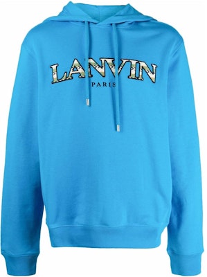 Lanvin SS22 Hoodie Katun Biru dengan Bordir Logo dan Tali Serut. RM-HO0001-J209-P2222-2 Order Lanvin SS22 Hoodie Katun Biru dengan Bordir Logo dan Tali Serut. RM-HO0001-J209-P2222-2