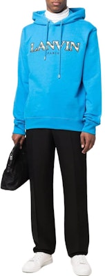 Lanvin SS22 Hoodie Katun Biru dengan Bordir Logo dan Tali Serut. RM-HO0001-J209-P2222-2 Lookbook Lanvin SS22 Hoodie Katun Biru dengan Bordir Logo dan Tali Serut. RM-HO0001-J209-P2222-2