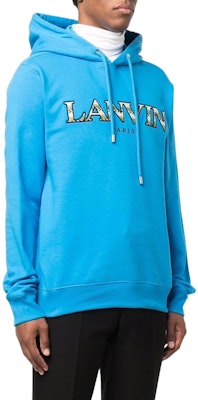 Lanvin SS22 Hoodie Katun Biru dengan Bordir Logo dan Tali Serut. RM-HO0001-J209-P2222-2 Purchase Lanvin SS22 Hoodie Katun Biru dengan Bordir Logo dan Tali Serut. RM-HO0001-J209-P2222-2