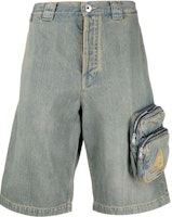 Lanvin SS22 Blue Denim Button Straight Cut Shorts RM-TR0154-D029-P2222 Lanvin SS22 Blue Denim Button Straight Cut Shorts RM-TR0154-D029-P2222