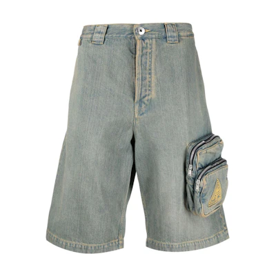 Lanvin SS22 Blue Denim Button Straight Cut Shorts RM-TR0154-D029-P2222