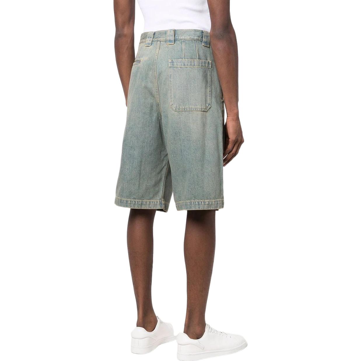 Shop Lanvin SS22 Shorts Azul Denim Corte Recto con Botones. RM-TR0154-D029-P2222