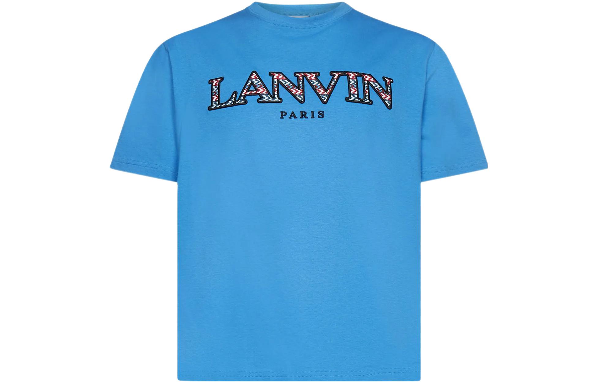 Lanvin SS22  Blue Letter Logo Print Short Sleeve T-Shirt RM-TS0005-J207-P2222-2
