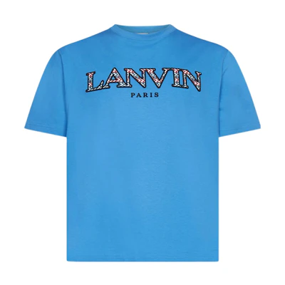 Lanvin SS22 Blue Letter Logo Print Short Sleeve T-Shirt RM-TS0005-J207-P2222-2