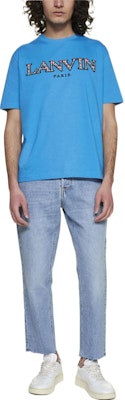 Camiseta de Manga Corta Azul con Logo Letra Impreso Lanvin SS22 RM-TS0005-J207-P2222-2 Lookbook Camiseta de Manga Corta Azul con Logo Letra Impreso Lanvin SS22 RM-TS0005-J207-P2222-2