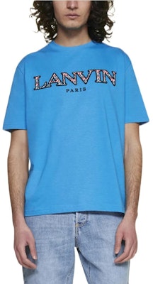 Camiseta de Manga Corta Azul con Logo Letra Impreso Lanvin SS22 RM-TS0005-J207-P2222-2 Shop Camiseta de Manga Corta Azul con Logo Letra Impreso Lanvin SS22 RM-TS0005-J207-P2222-2