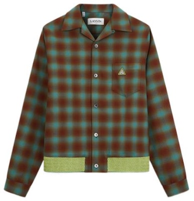 Lanvin SS22 Jaket Kemeja Kotak Kontras Hijau Tua. RM-SI0040-5162-P22 Buy Lanvin SS22 Jaket Kemeja Kotak Kontras Hijau Tua. RM-SI0040-5162-P22