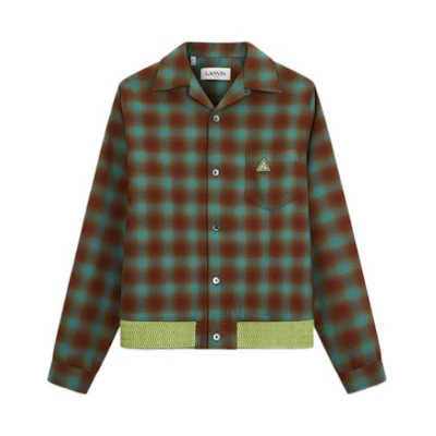 Lanvin SS22 Contrast Check Shirt Jacket Deep Green. RM-SI0040-5162-P22