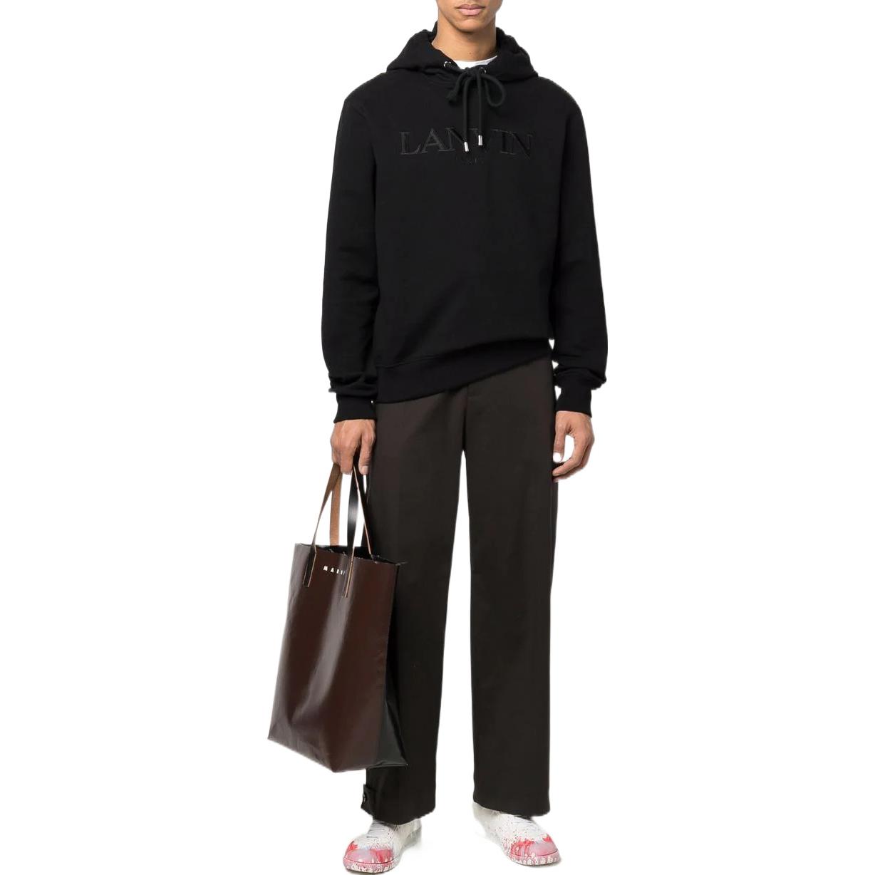 Lanvin SS22  Logo Embroidered Drawstring Hoodie Black. RM-HO0001-J210-2110 圖 3