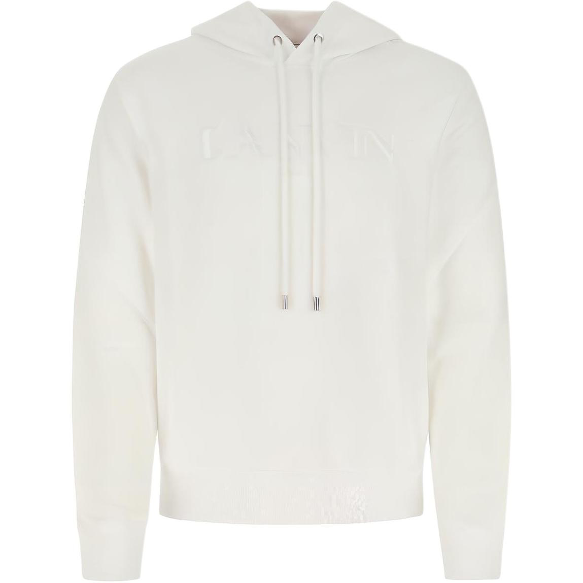 Lanvin SS22  White Monogram Lettering Hoodie. RM-HO0001-J210-P22