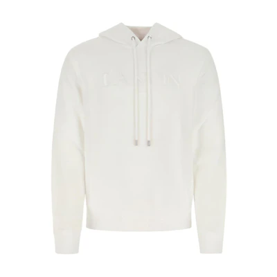 Lanvin SS22 White Monogram Lettering Hoodie. RM-HO0001-J210-P22