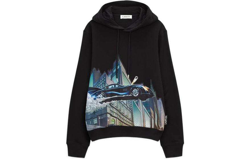 Lanvin SS22 Batman Batmobile Graphic Hoodie Black RM-HO0010-J233-E22