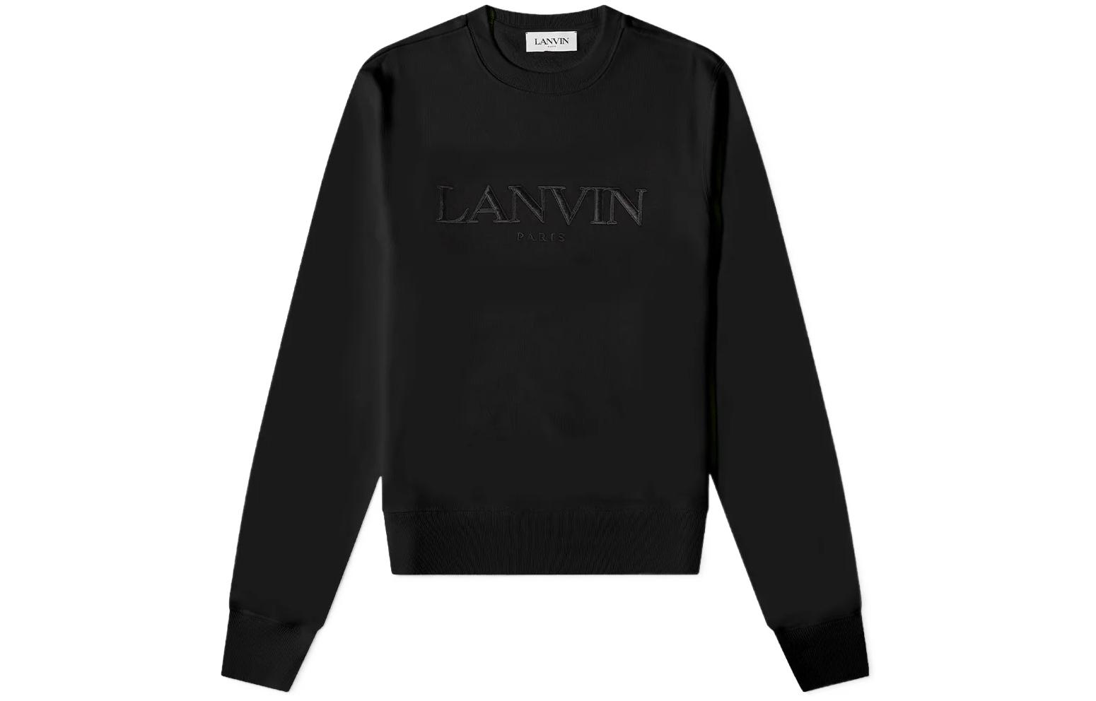 Lanvin SS22 Black Crewneck Sweatshirt with Letter Embroidery RM-SS0001-J211-P2210