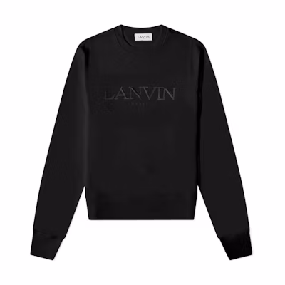 Lanvin SS22 Black Crewneck Sweatshirt with Letter Embroidery RM-SS0001-J211-P2210