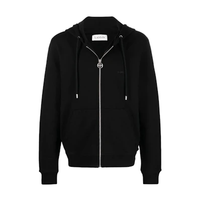 Lanvin SS22 Black Logo Embroidered Sweatshirt Jacket RM-HO006J-008A-2110