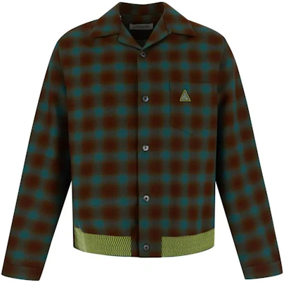Lanvin SS22 Brown Plaid Collar Long-Sleeve Shirt Jacket for Men RM-SI00405-1624-490 Buy Lanvin SS22 Brown Plaid Collar Long-Sleeve Shirt Jacket for Men RM-SI00405-1624-490