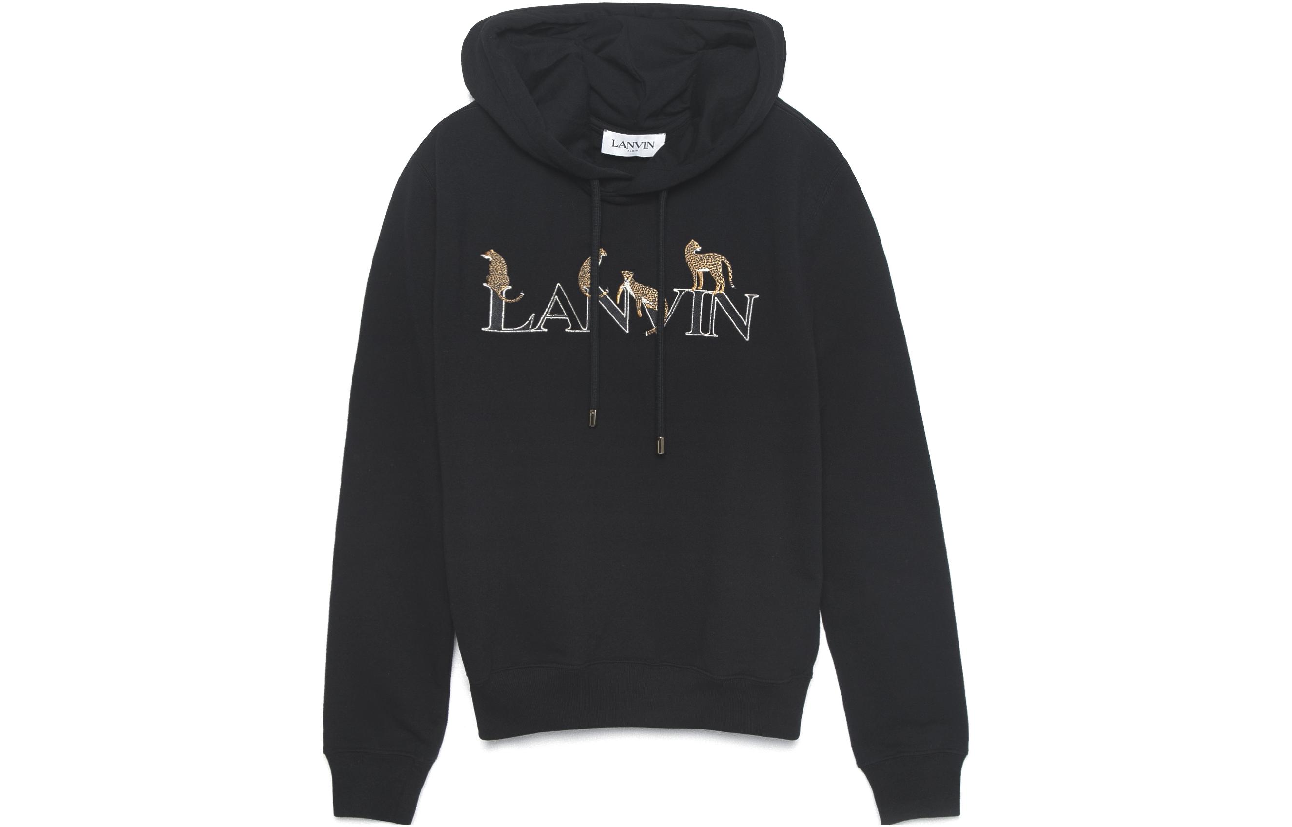 Lanvin SS22 CNY Capsule Leopard Cat Embroidered Sweatshirt Unisex Black RU-HOY001-J300-E2210