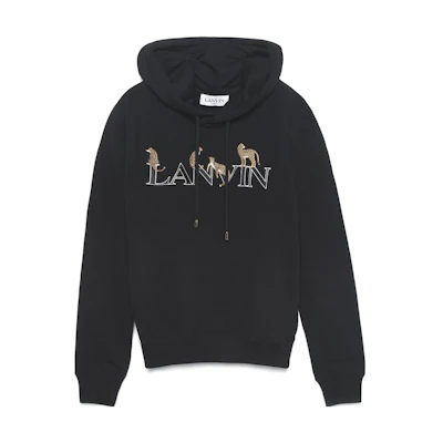Lanvin SS22 CNY Capsule Leopard Cat Embroidered Sweatshirt Unisex Black RU-HOY001-J300-E2210