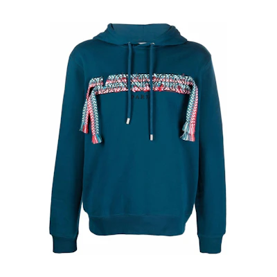 Lanvin SS22 Distressed Edge Logo Hoodie Long Sleeve Green () RM-HO0001-J199-P22