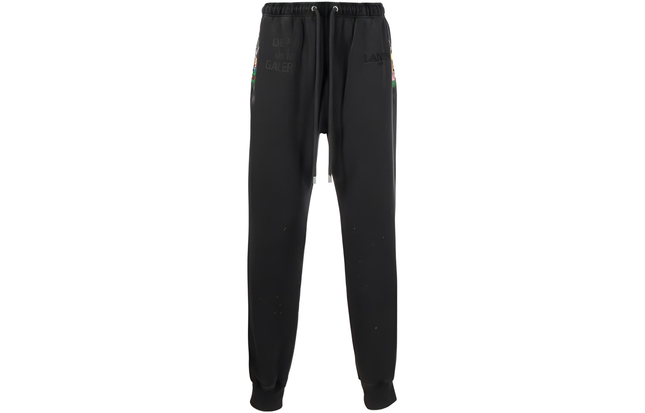 Lanvin SS22 Embroidered Logo Black Jogger Sweatpants Unisex RM-TRG041-J008-P22