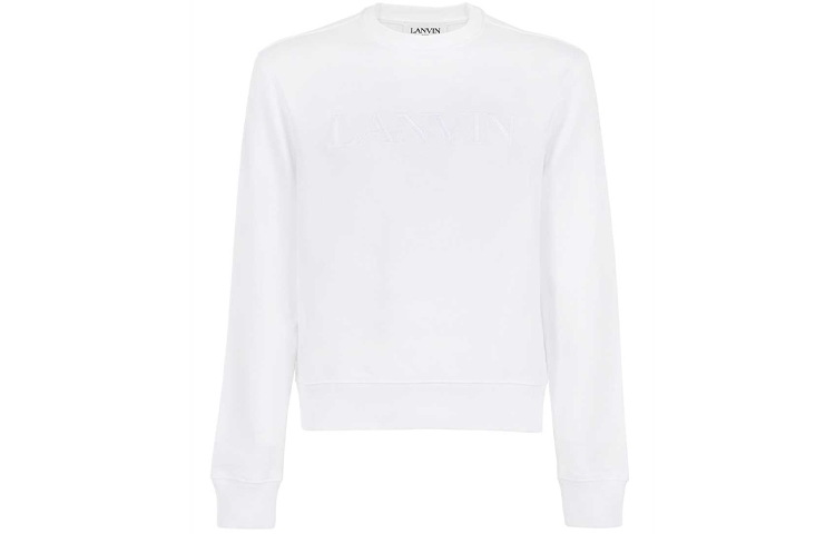 Lanvin SS22 Embroidered Logo Crewneck Sweatshirt White RM-SS0001-J211-P2200