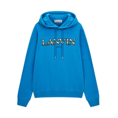 Lanvin SS22 Embroidered Logo Hoodie Men’s Navy Blue RM-HO0001-J209-P22