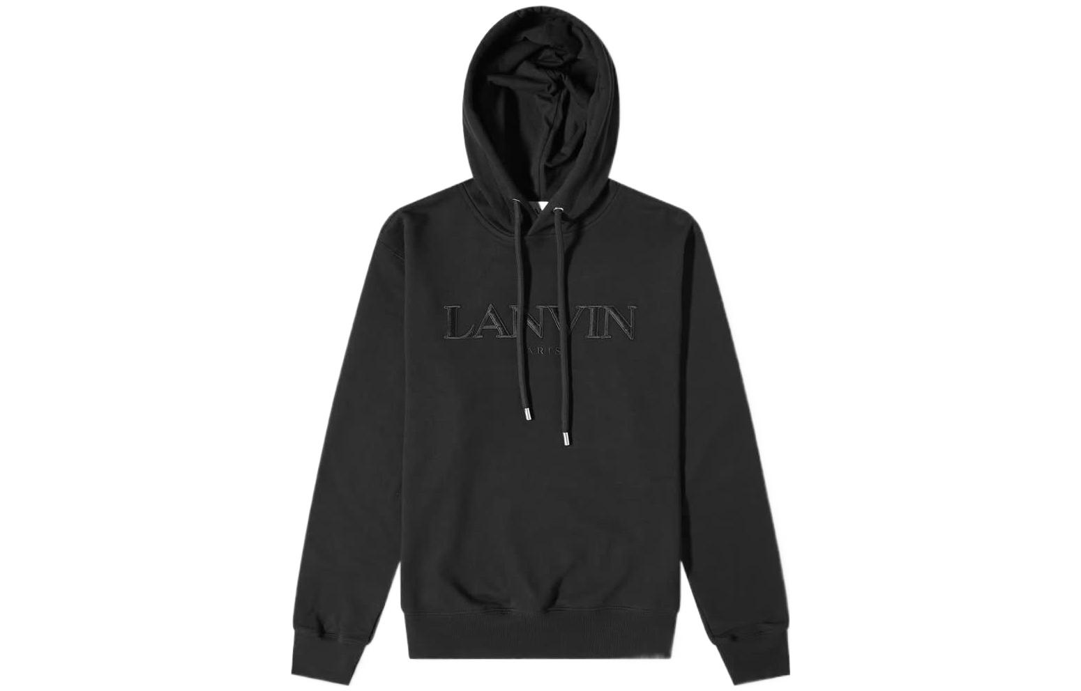 Lanvin SS22 Embroidered Logo Printed Pullover Hoodie  Black RM-HO0001-J210-P22-10
