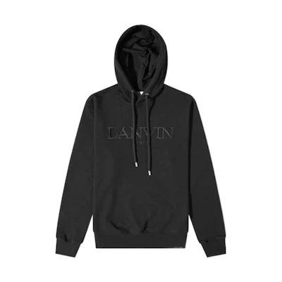Lanvin SS22 Embroidered Logo Printed Pullover Hoodie Black RM-HO0001-J210-P22-10