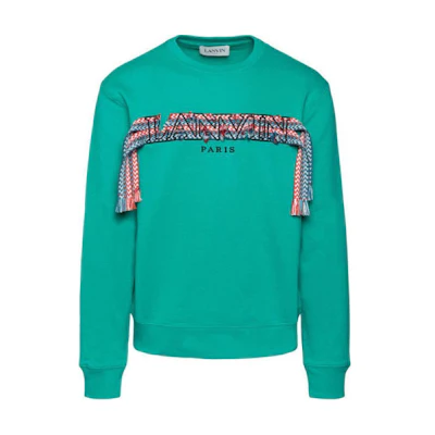 Lanvin SS22 Green Logo Embellished Pullover Crewneck Sweatshirt Men RM-SS0001-J199-434