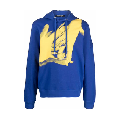 Lanvin SS22 Hand-Printed Drawstring Hoodie Blue - Long Sleeve Pullover RM-HO0001-J134-H21