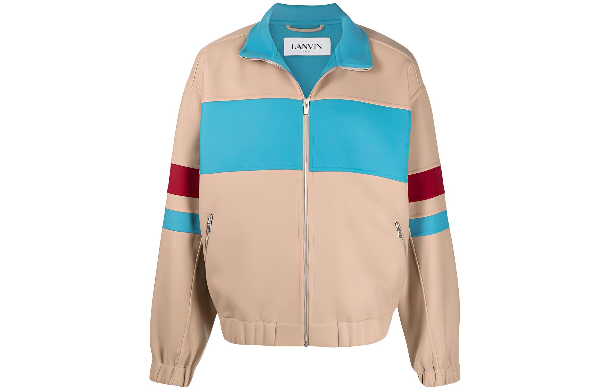 Lanvin SS22 Khaki Windproof Stripe Panel Zip-Up Track Jacket RM-OU0125-5044-P2205-22