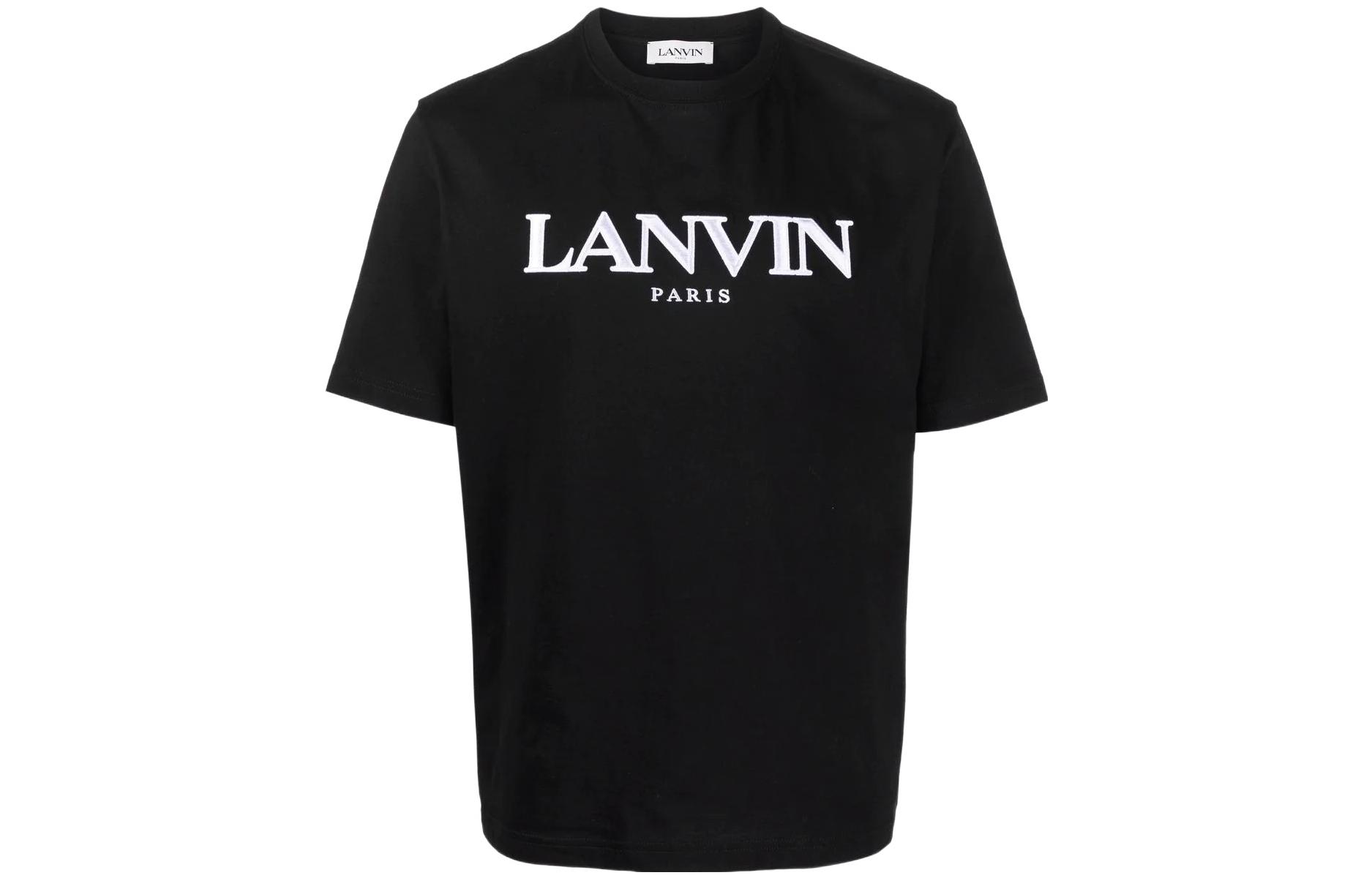 Order Lanvin SS22 Kaos Hitam Lengan Pendek dengan Cetakan Huruf. RM-TS0005-J208-P2210