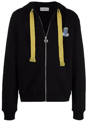 Lanvin SS22 Logo Patch Drawstring Hoodie Black RMHO-0106J-200P2-210 Buy Lanvin SS22 Logo Patch Drawstring Hoodie Black RMHO-0106J-200P2-210