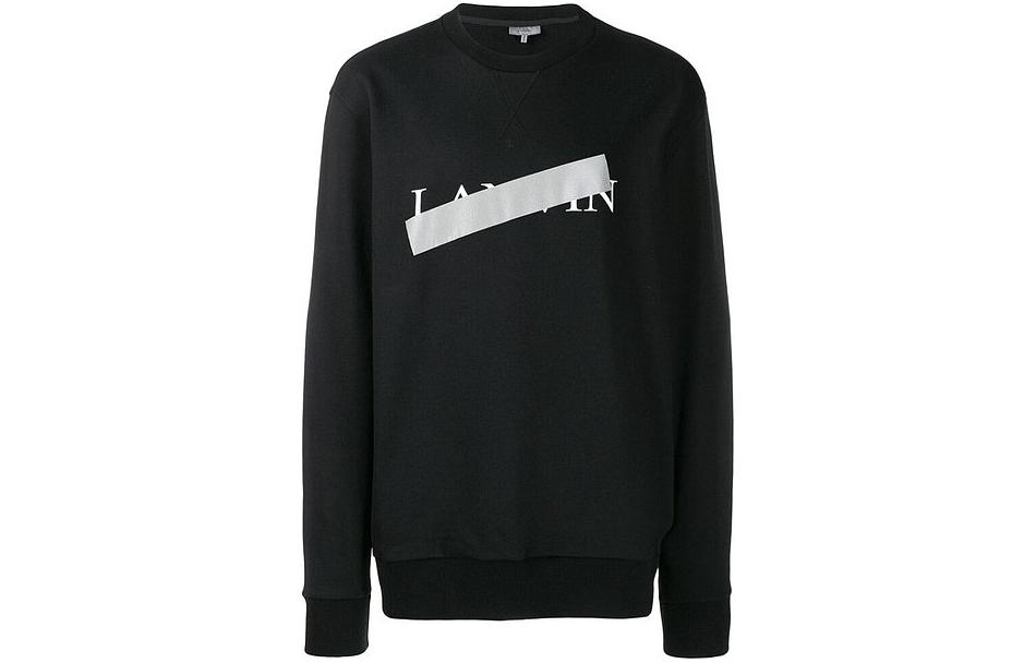 Lanvin SS22 Logo Print Crewneck Pullover Sweatshirt Black Long Sleeve RM-JE00-36A-191