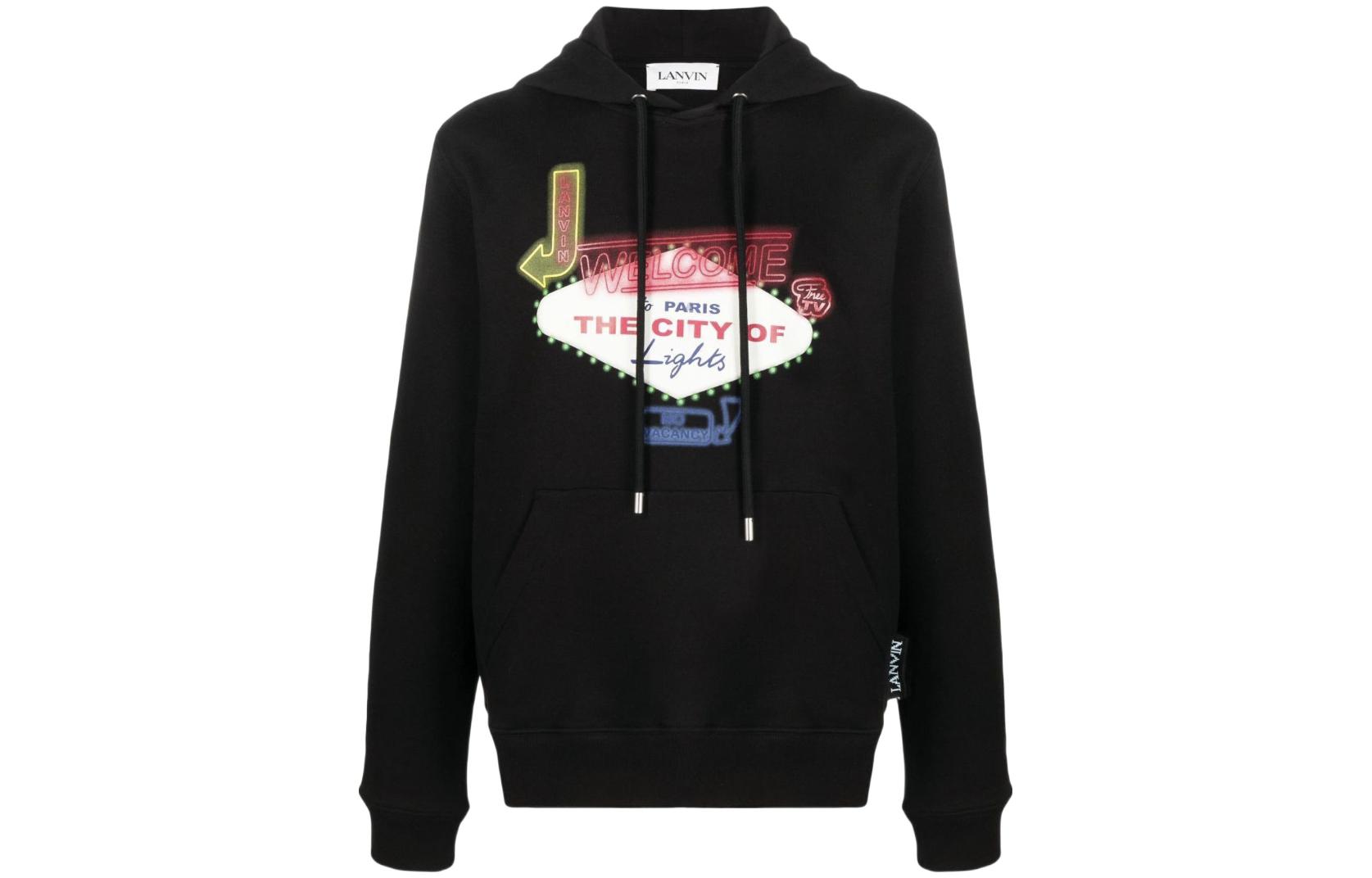 Order Lanvin SS22 Sweatshirt Hitam Oversized dengan Letter Print. RM-HO0026-J202-P22